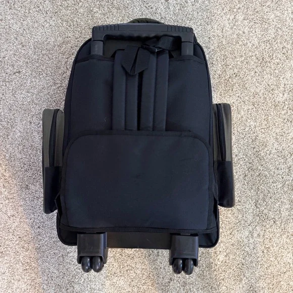 Y2K Jeep Rolling Backpack Travel Bag Olive Green Black 20 Inch Carry On Luggage - Picture 3 of 13